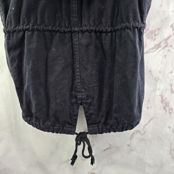 Velvet Graham Spencer Vest Womens Small Black Hooded Faux Fur Zip Odela Military - Picture 8 of 12